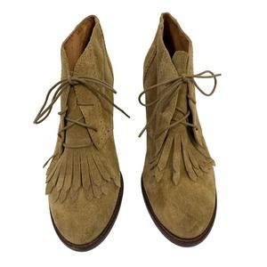 Madewell Women Shawna Kiltie Fringe Boots Ankle Booties 1937 Footwear Tan Sz 10